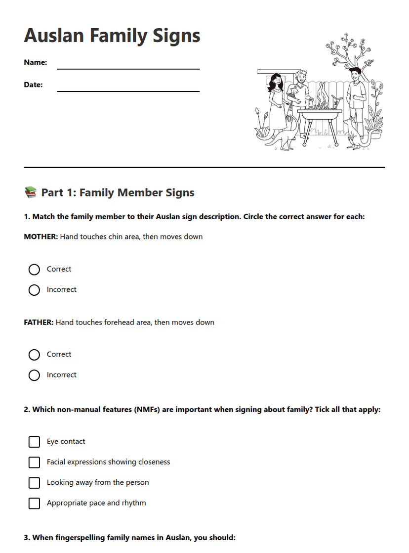 Auslan Family Signs
