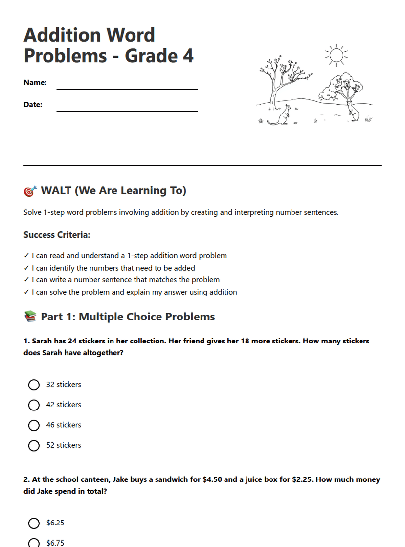 Addition Word Problems