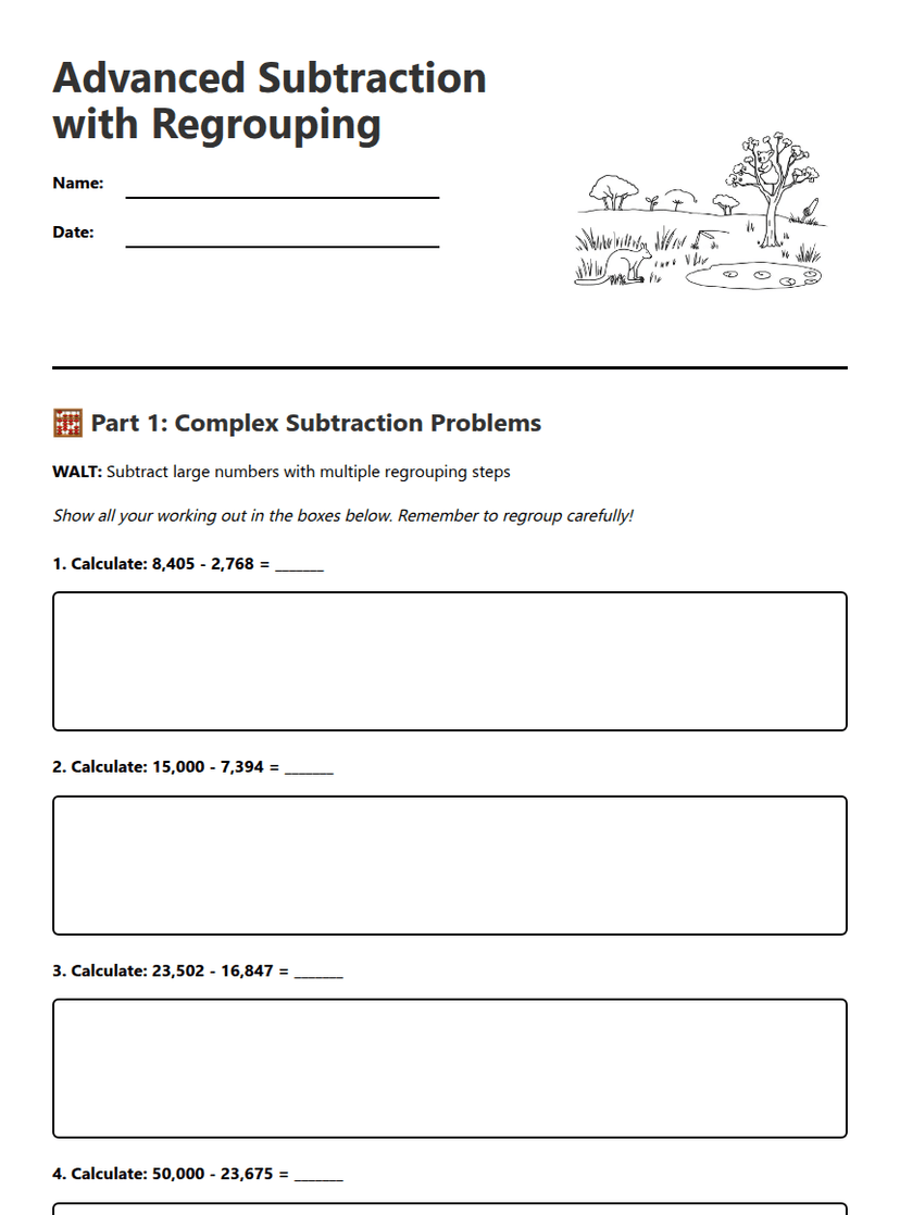 Advanced Subtraction with Regrouping