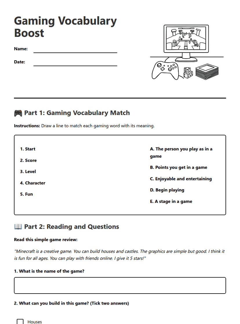 Gaming Vocabulary Boost