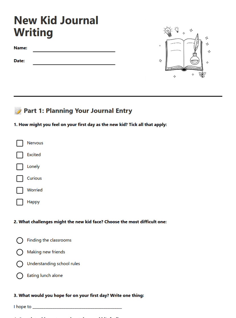 New Kid Journal Writing