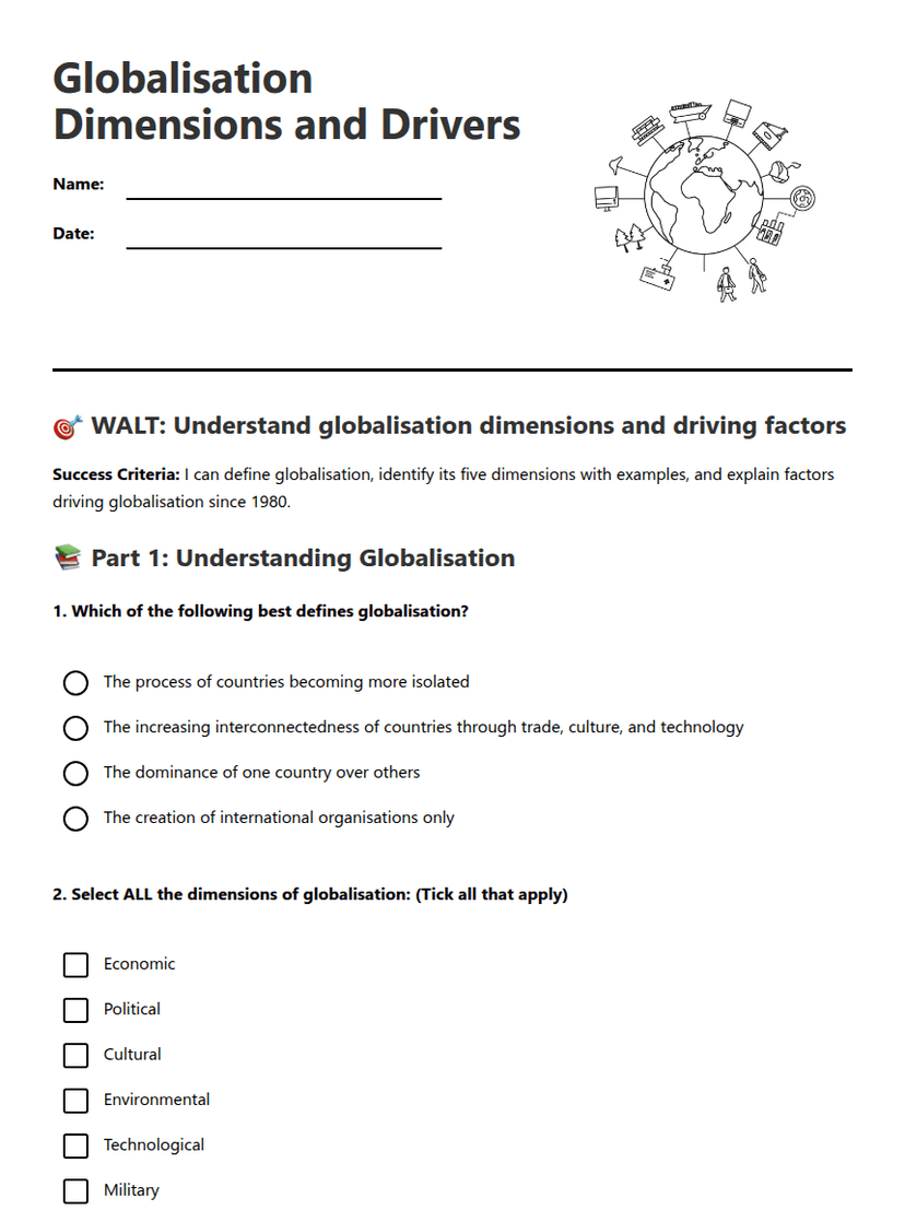 Globalisation Dimensions and Drivers