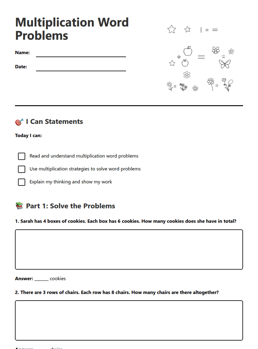 Multiplication Word Problems
