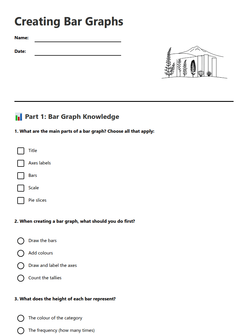 Creating Bar Graphs worksheet preview