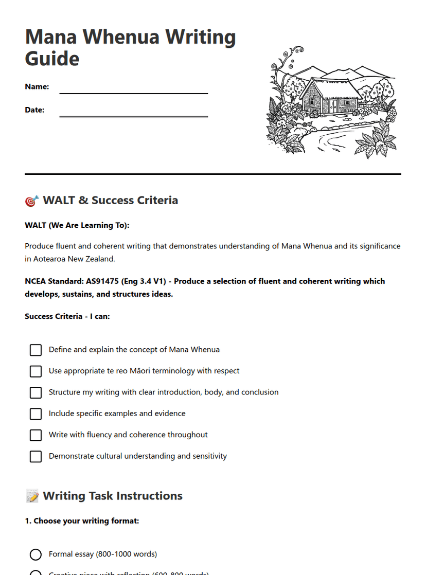 Mana Whenua Writing Guide