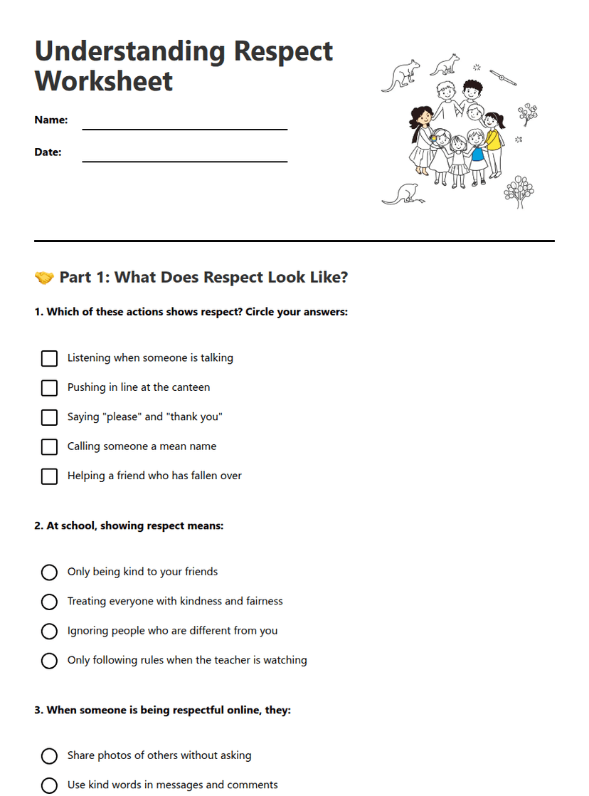 Understanding Respect Worksheet