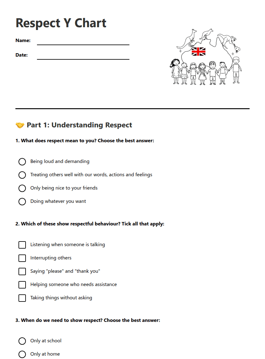 Respect Y Chart worksheet preview
