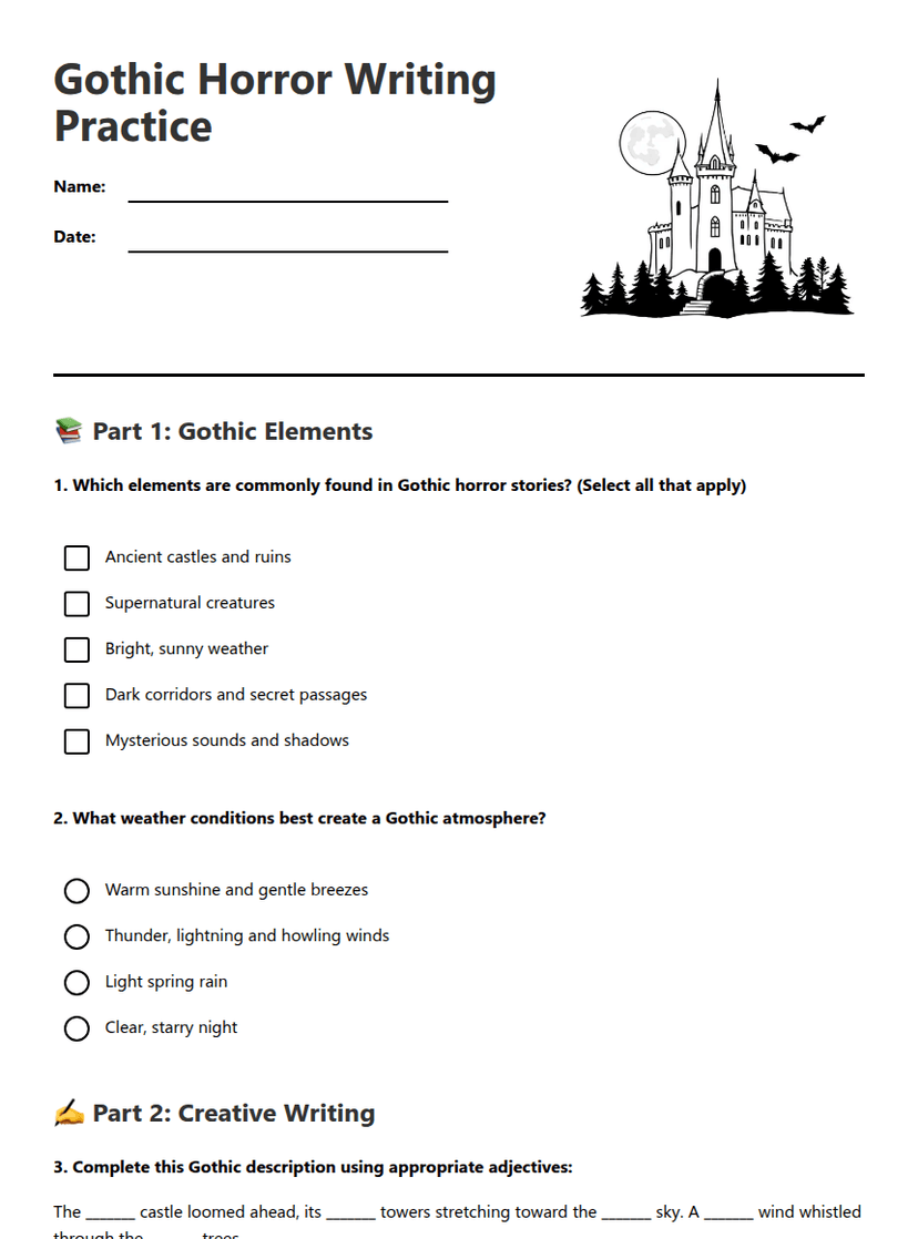 Gothic Horror Writing Practice