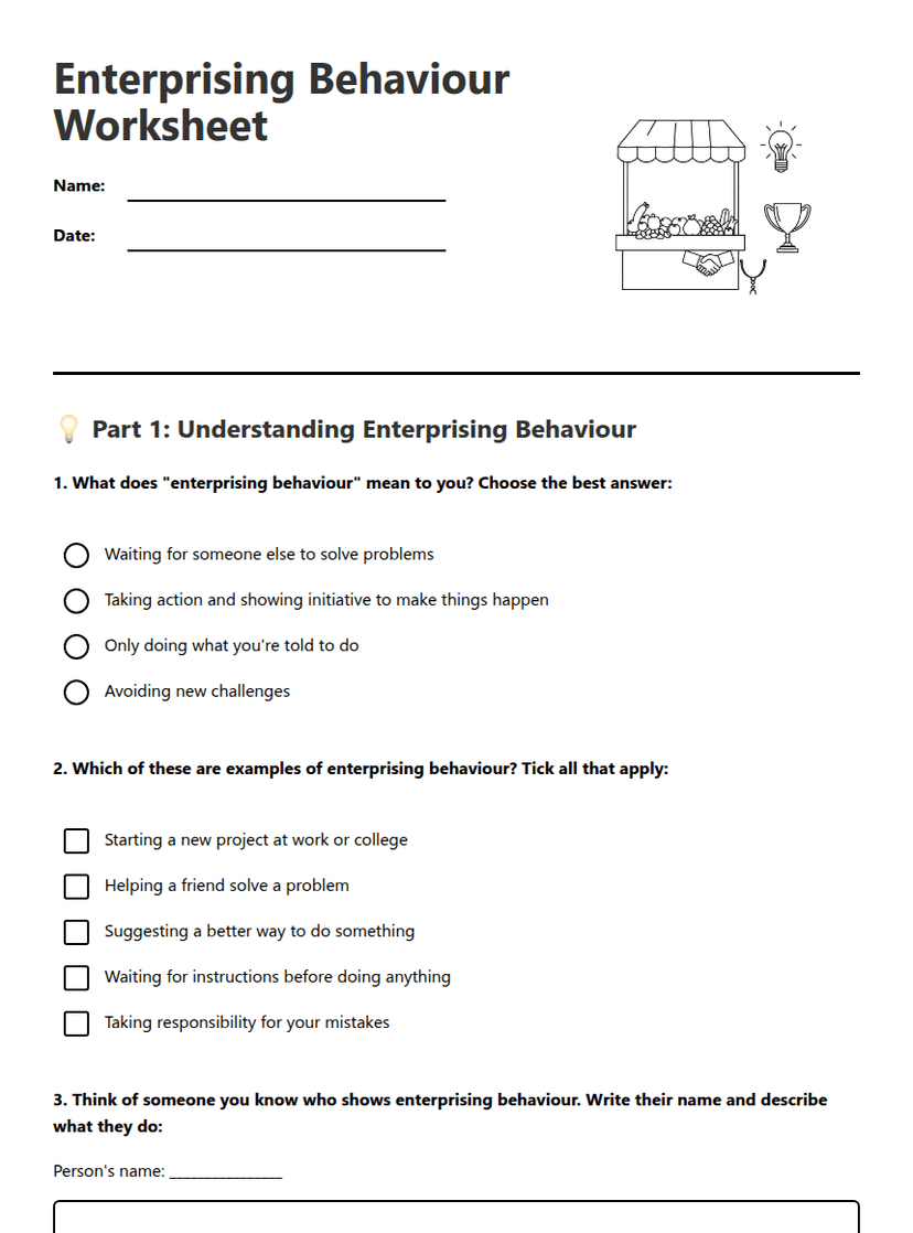 Enterprising Behaviour Worksheet