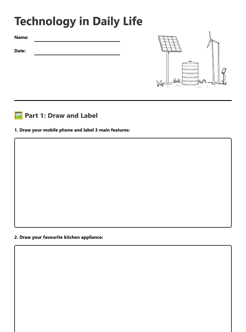 Technology in Daily Life worksheet preview
