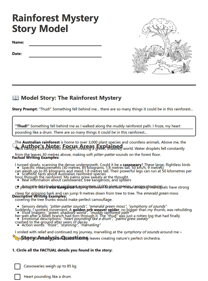 Rainforest Mystery Story Model