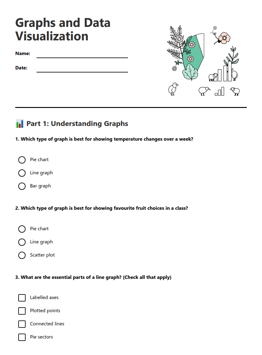 Graphs and Data Visualization worksheet preview