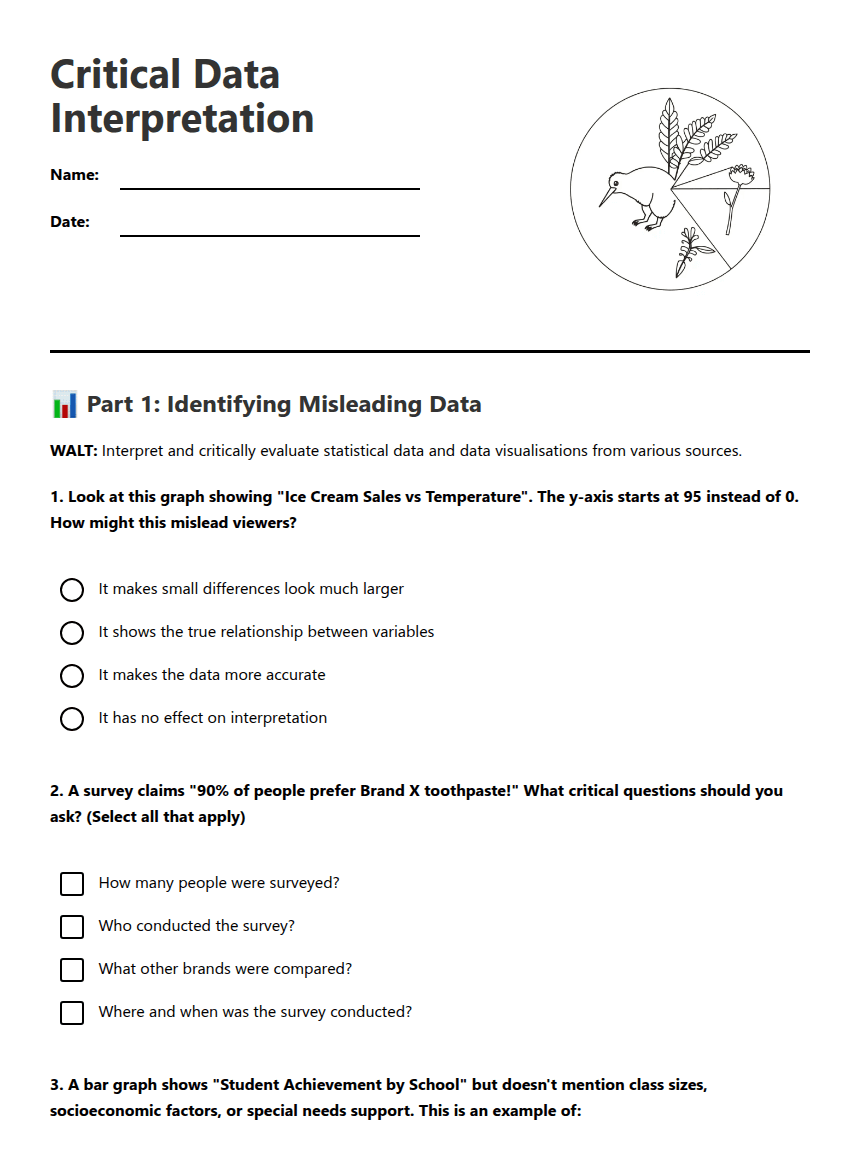 Critical Data Interpretation worksheet preview