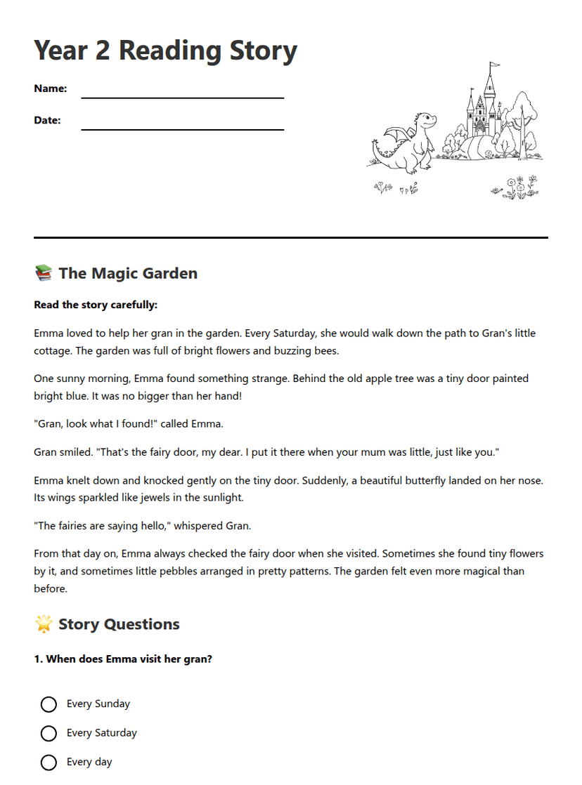 Year 2 Reading Story
