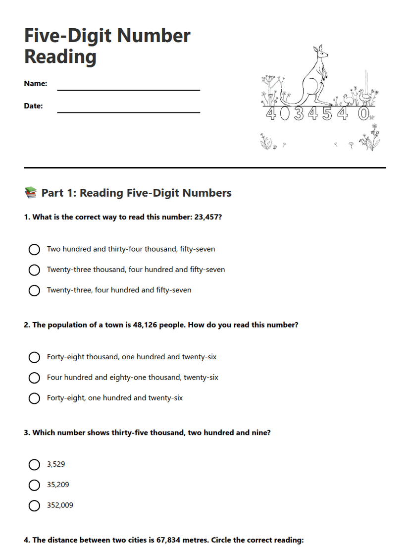 Five-Digit Number Reading