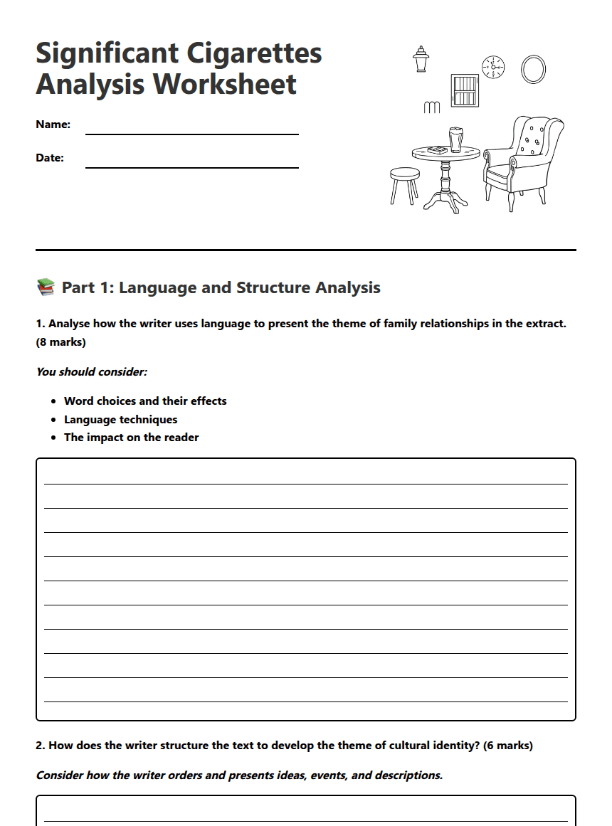 Significant Cigarettes Analysis Worksheet worksheet preview