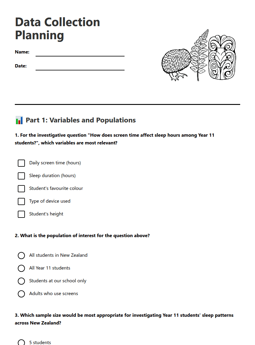 Data Collection Planning worksheet preview