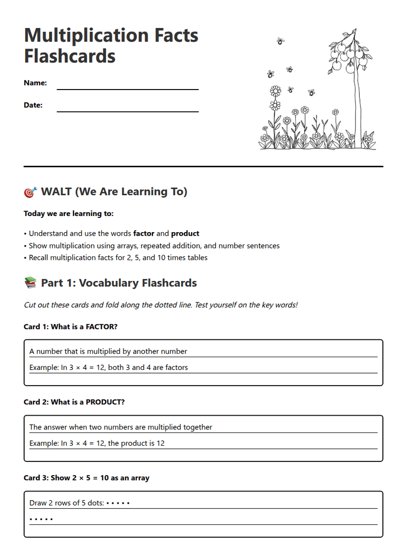Multiplication Facts Flashcards