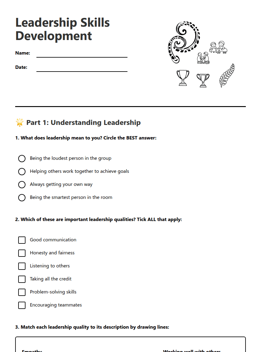 Leadership Skills Development worksheet preview