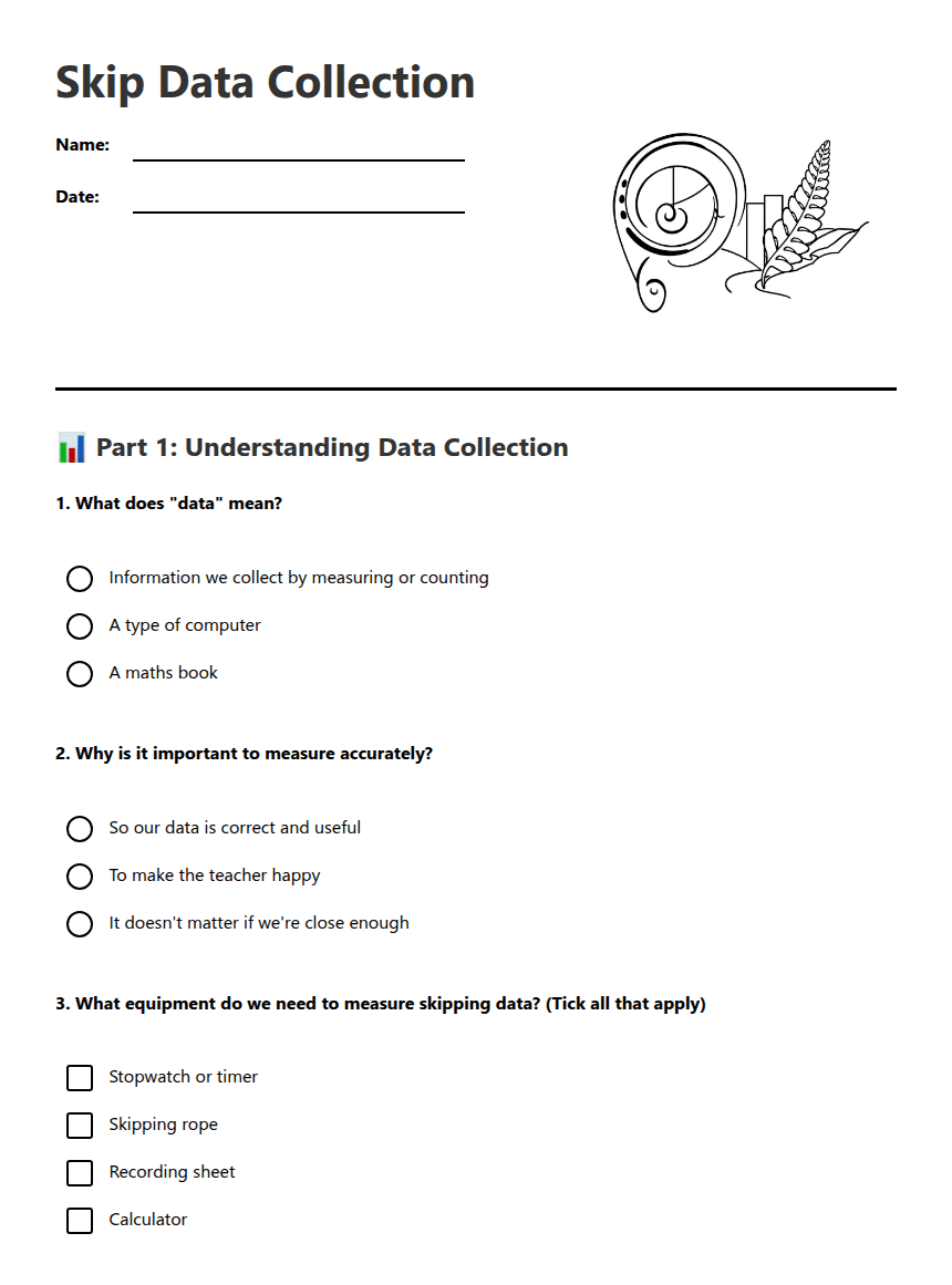 Skip Data Collection worksheet preview