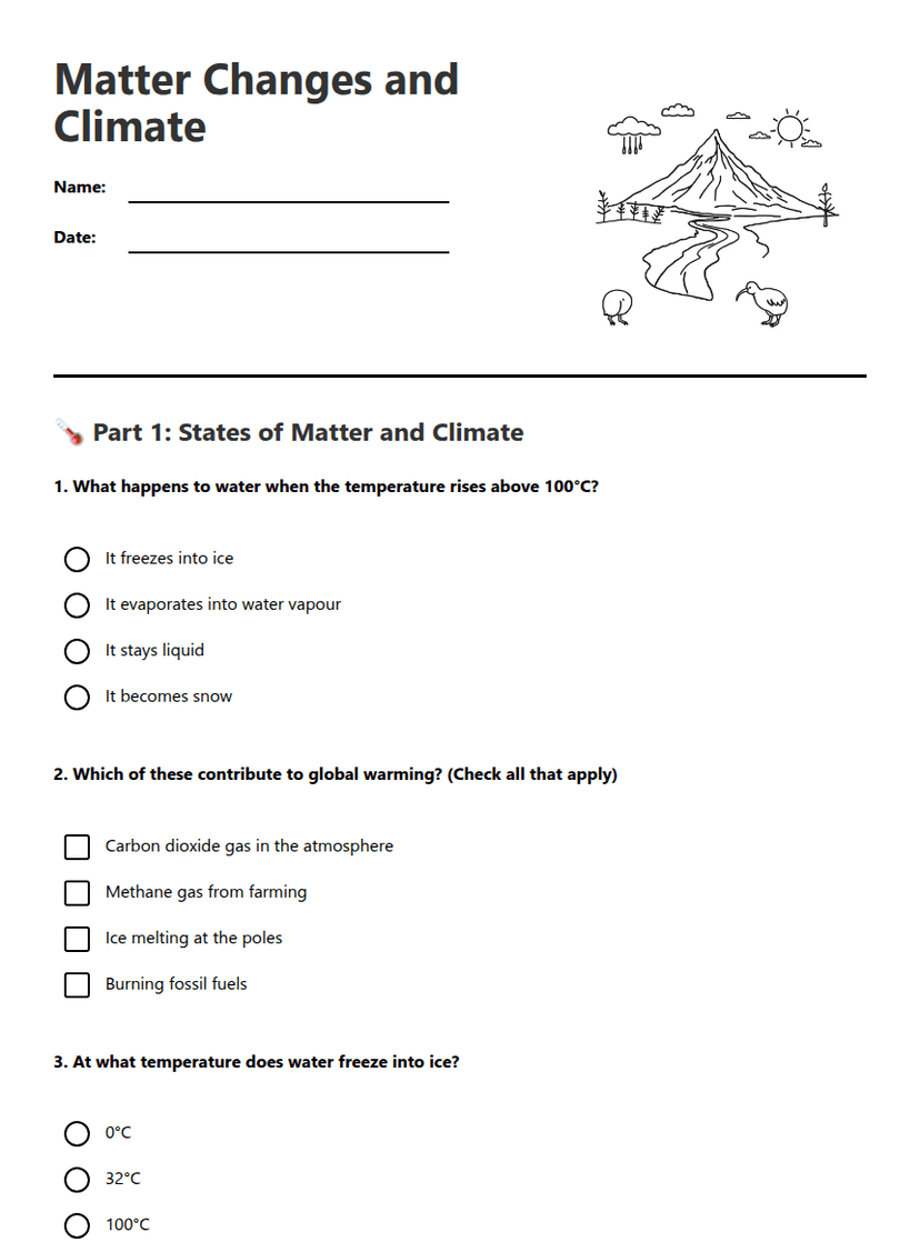 Matter Changes and Climate