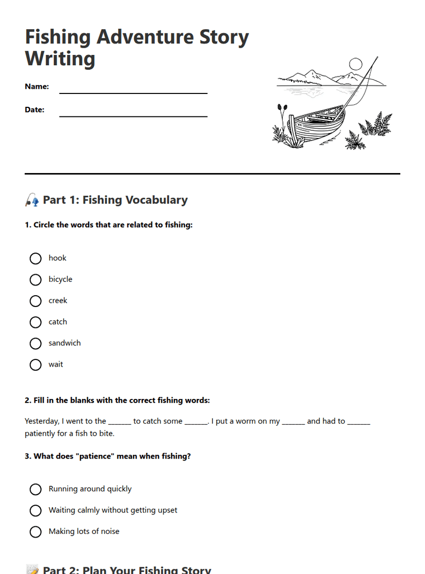 Fishing Adventure Story Writing