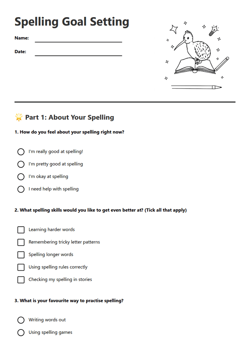 Spelling Goal Setting