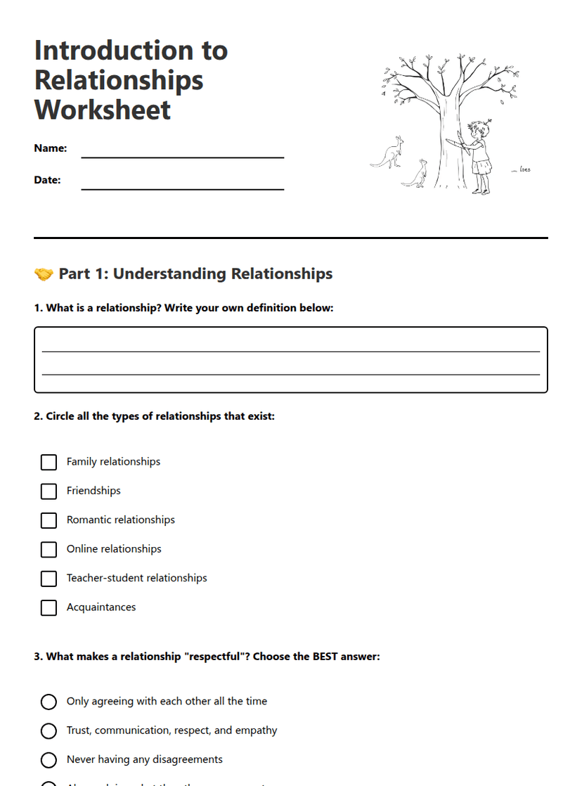 Introduction to Relationships Worksheet