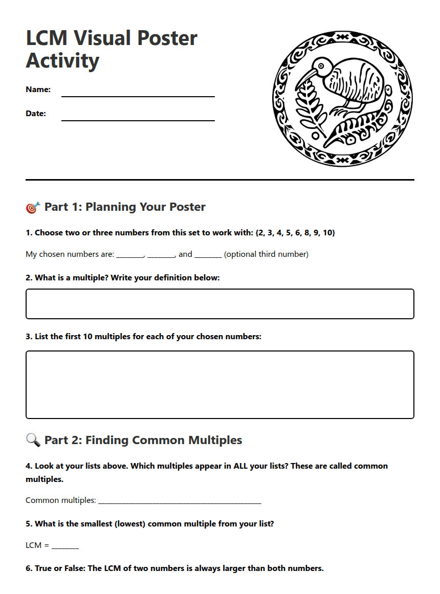 LCM Visual Poster Activity worksheet preview