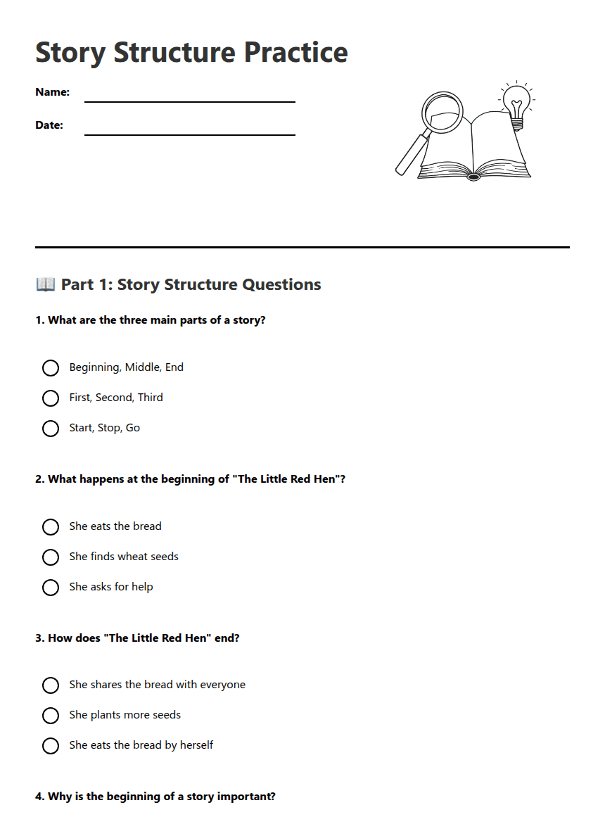 Story Structure Practice worksheet preview