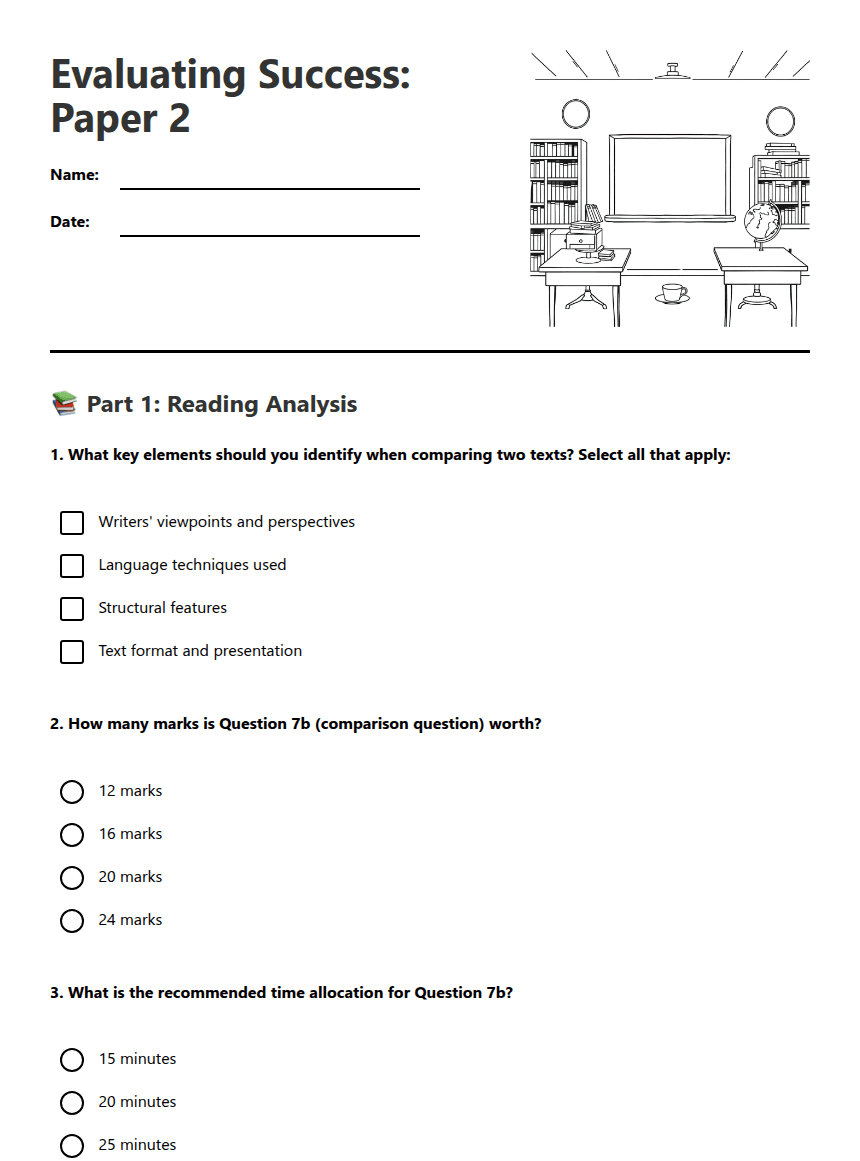 Evaluating Success: Paper 2 worksheet preview