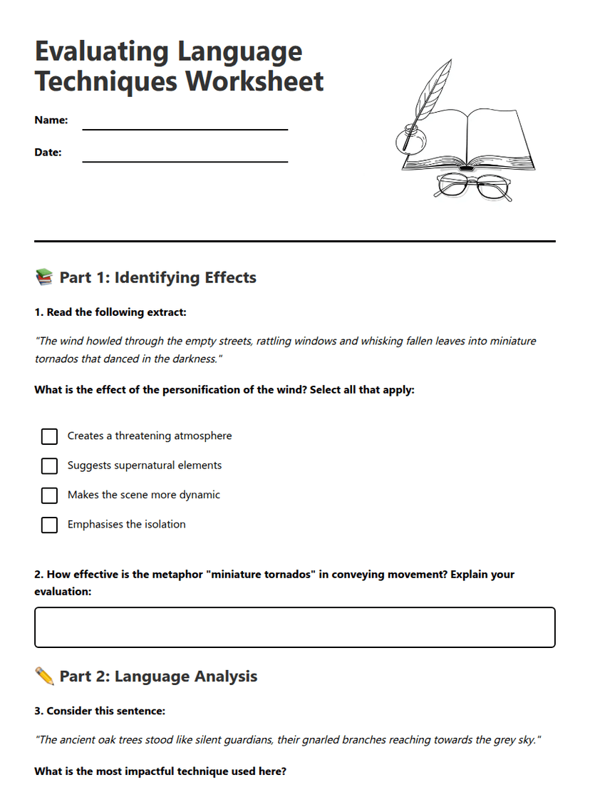 Evaluating Language Techniques Worksheet