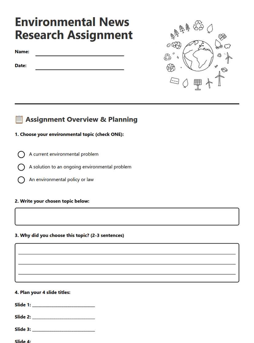 Environmental News Research Assignment