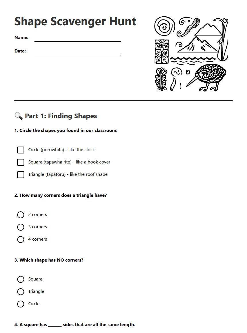Shape Scavenger Hunt worksheet preview