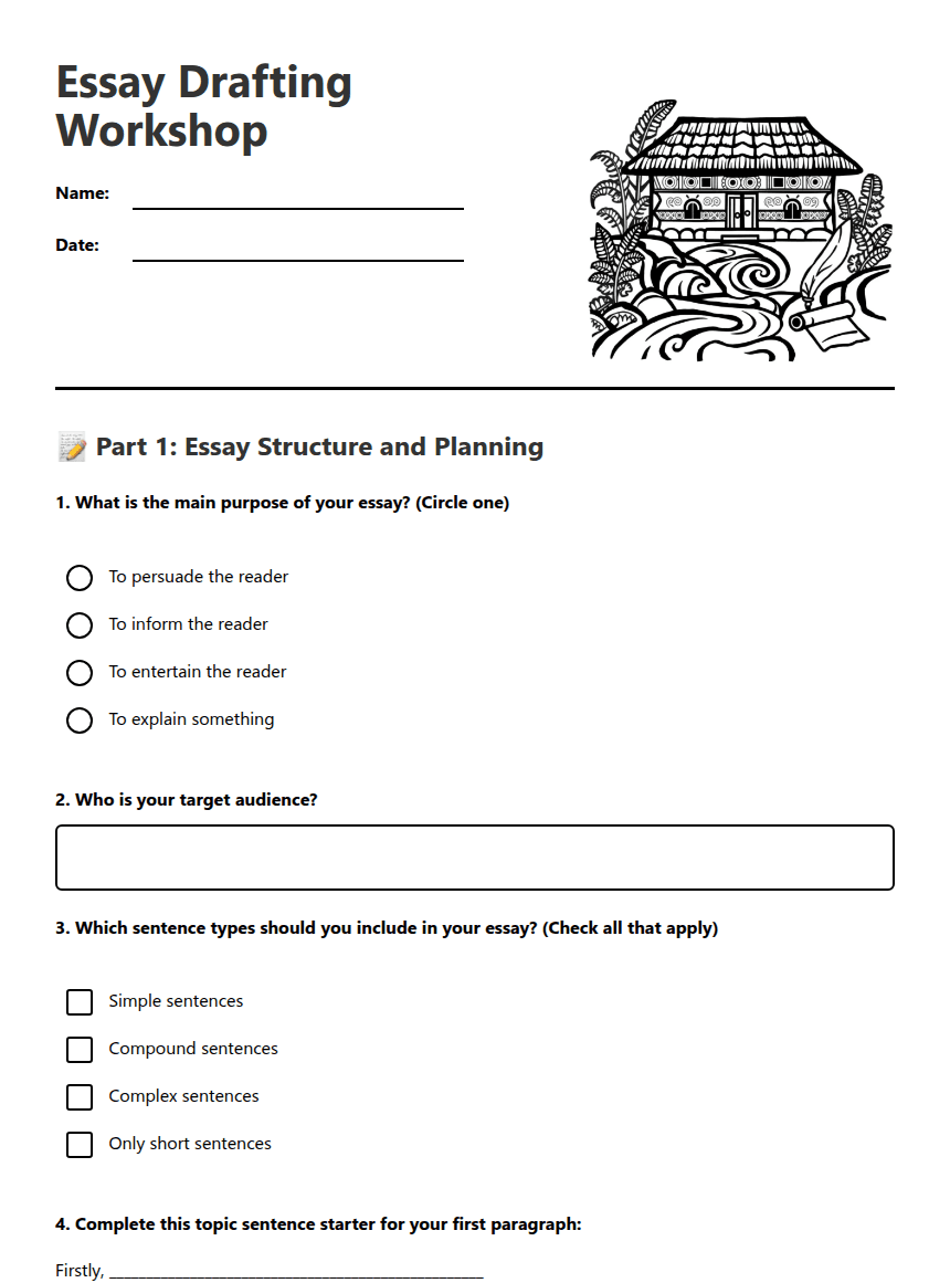 Essay Drafting Workshop worksheet preview