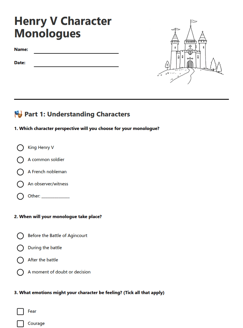 Henry V Character Monologues