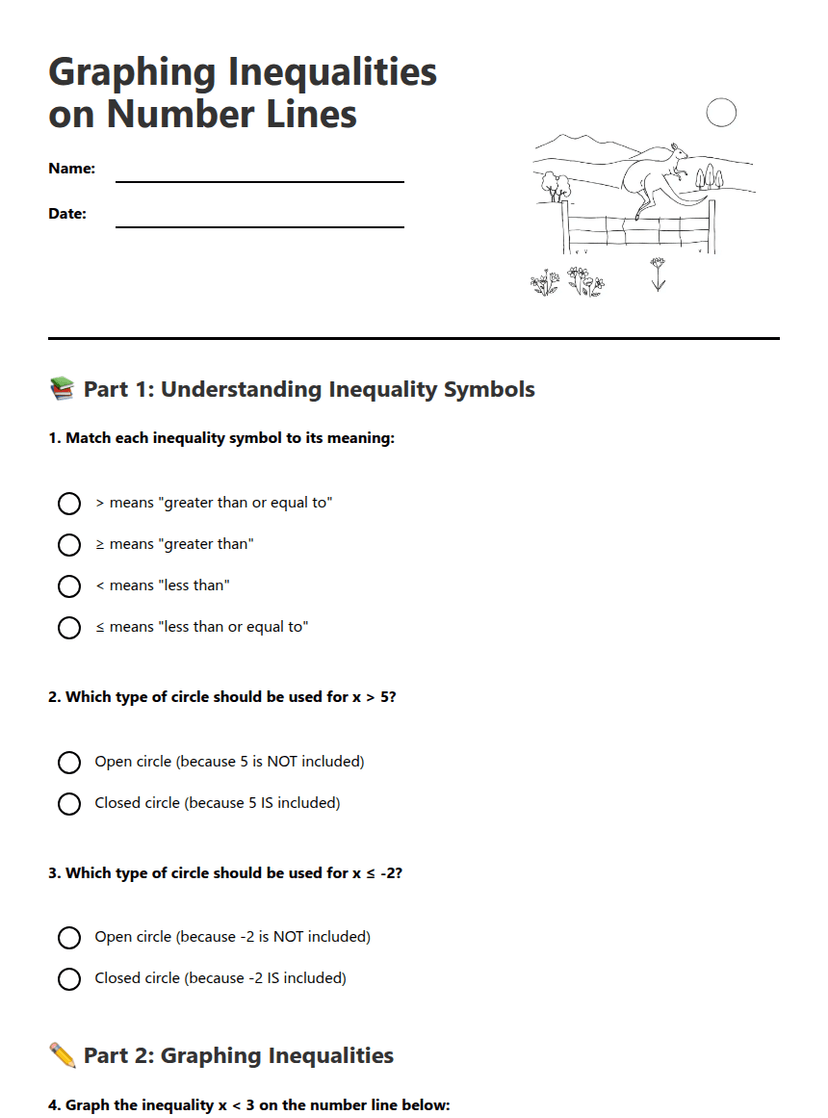 Graphing Inequalities Number Lines