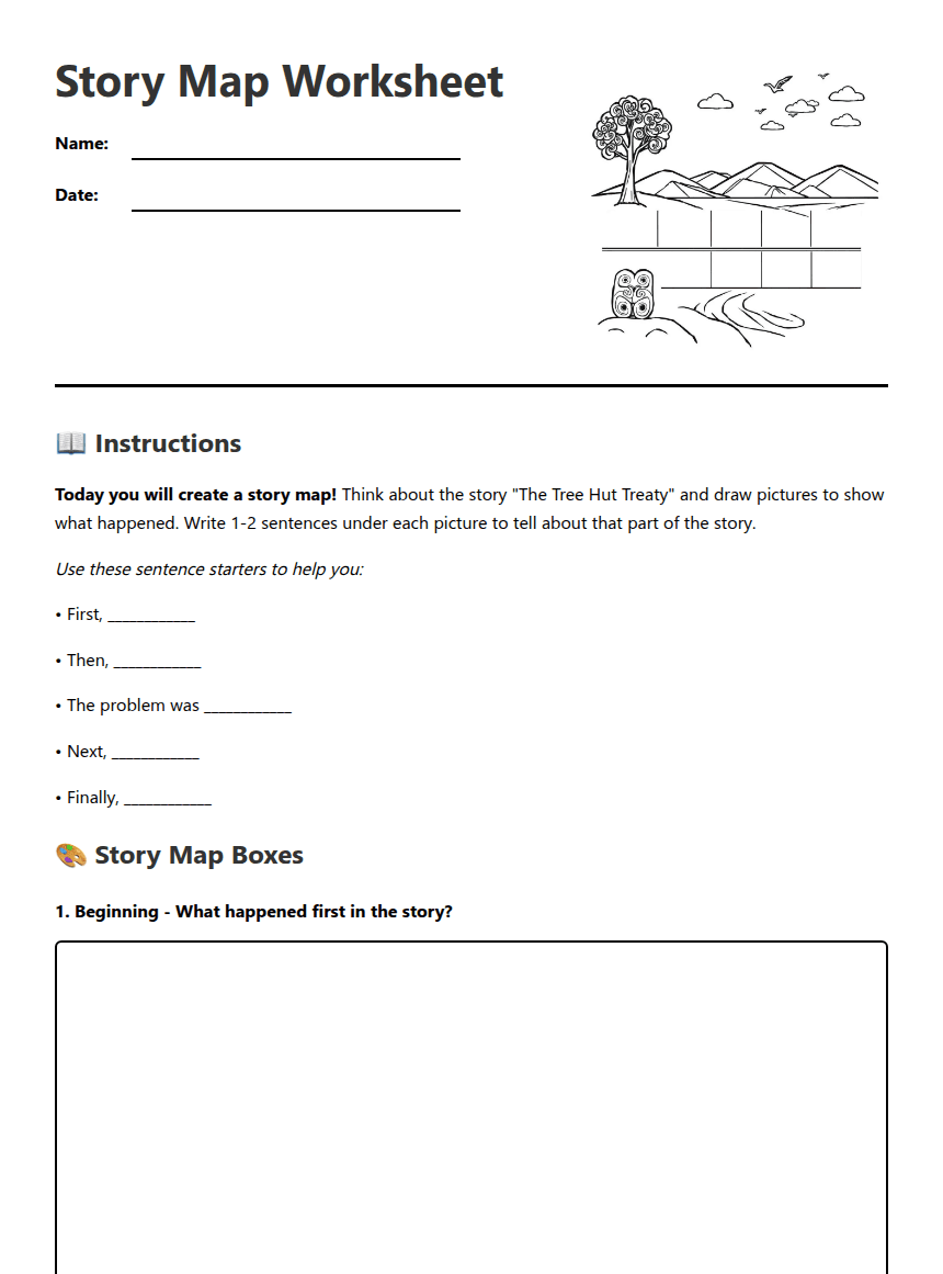 Story Map Worksheet worksheet preview