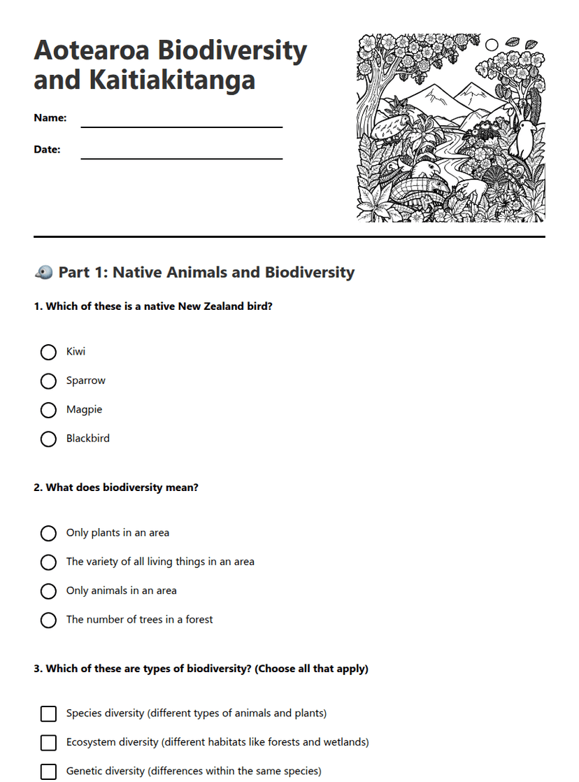 Aotearoa Biodiversity and Kaitiakitanga