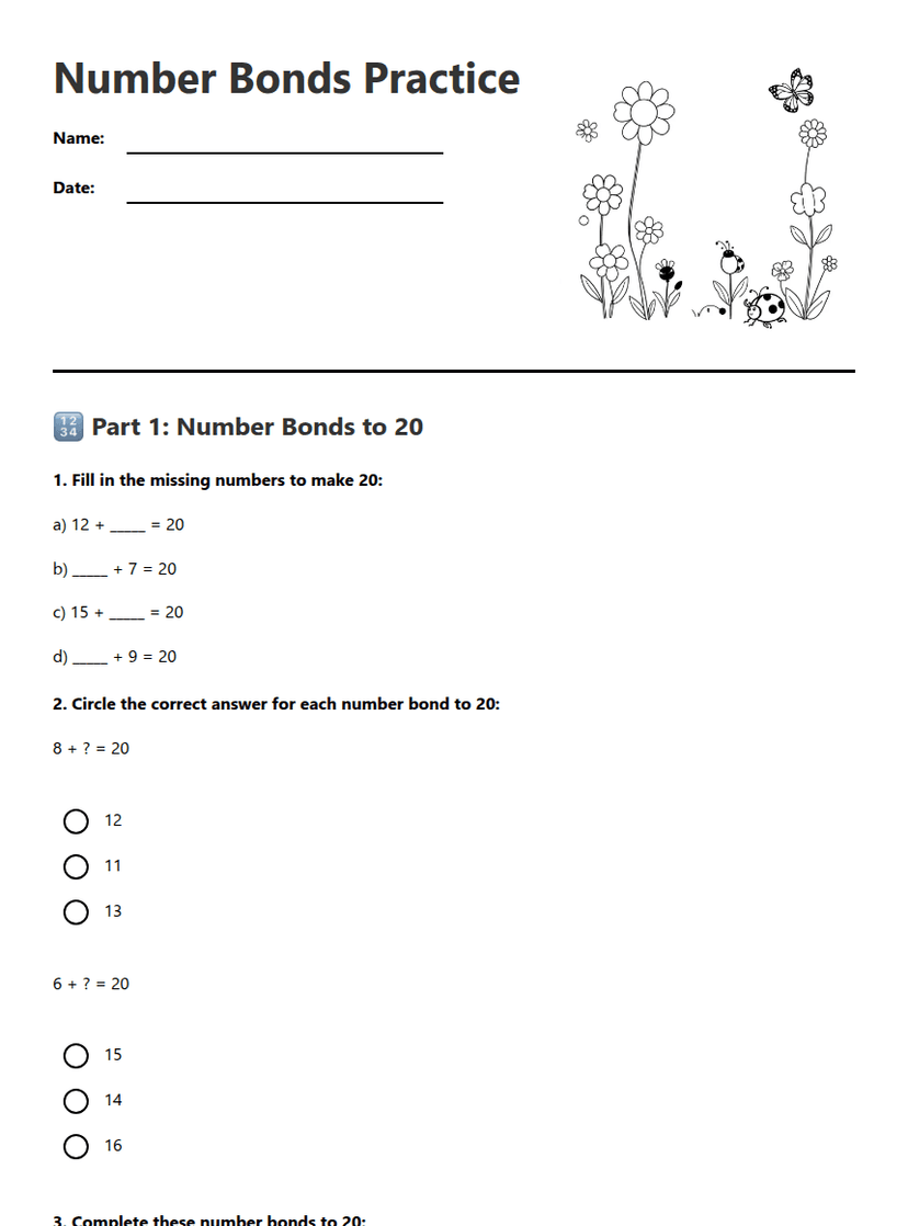 Number Bonds Practice
