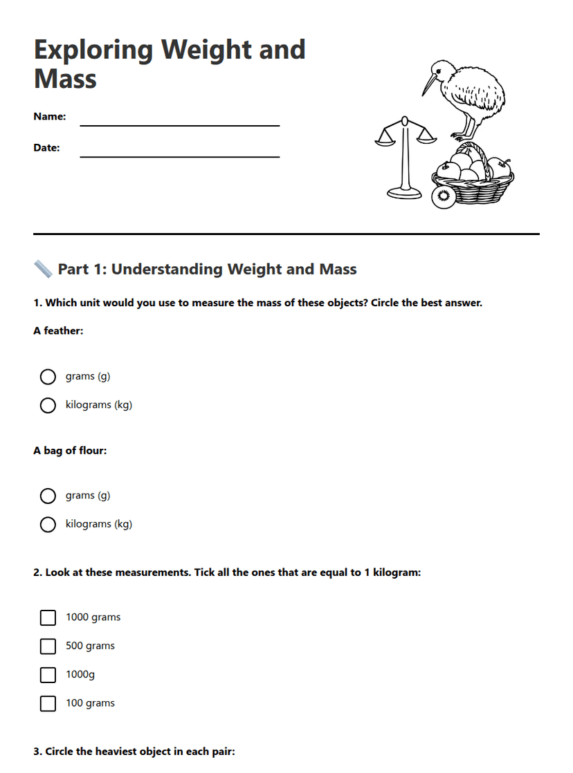 Exploring Weight and Mass