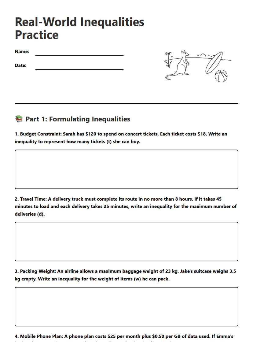 Real-World Inequalities Practice