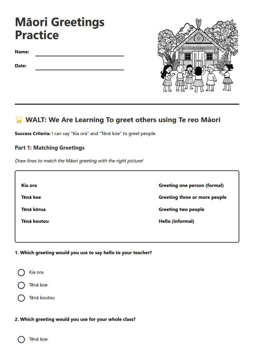 Māori Greetings Practice