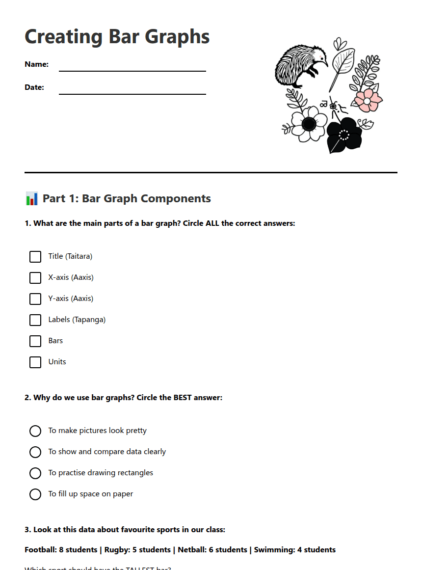 Creating Bar Graphs worksheet preview