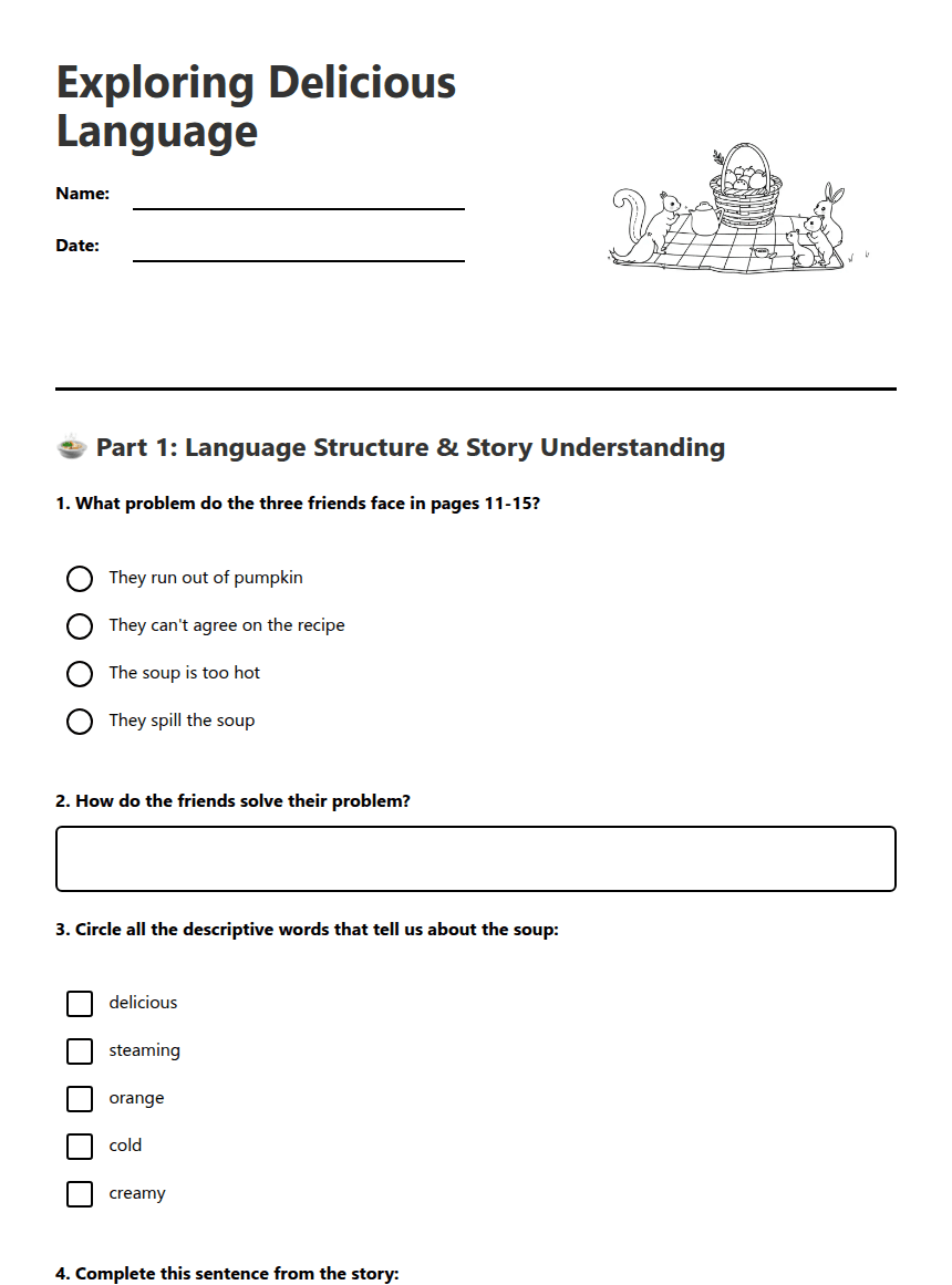 Exploring Delicious Language worksheet preview