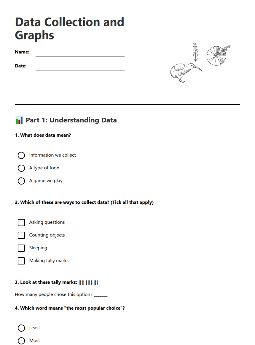 Data Collection and Graphs worksheet preview