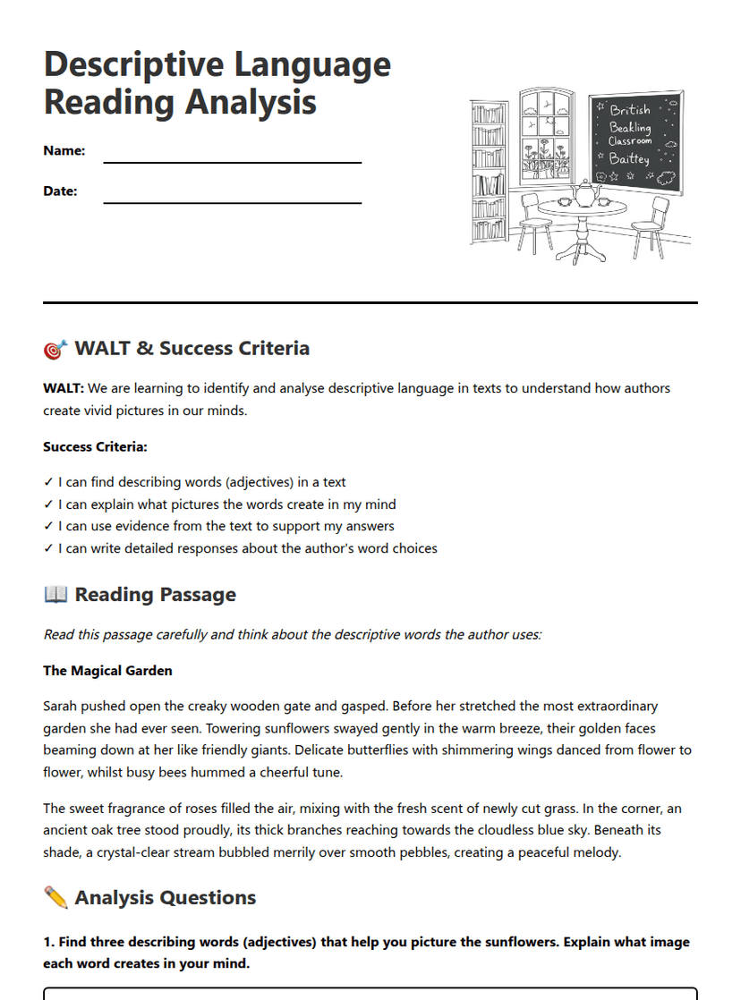 Descriptive Language Reading Analysis