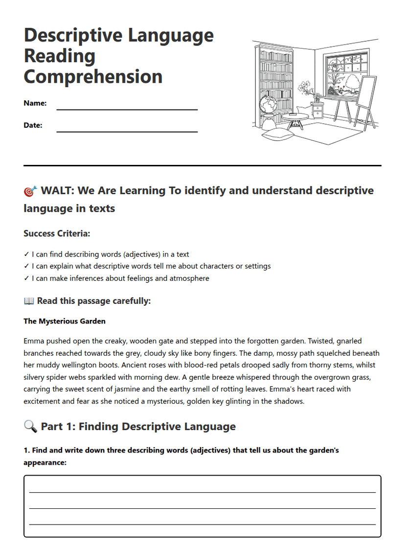 Descriptive Language Reading Comprehension