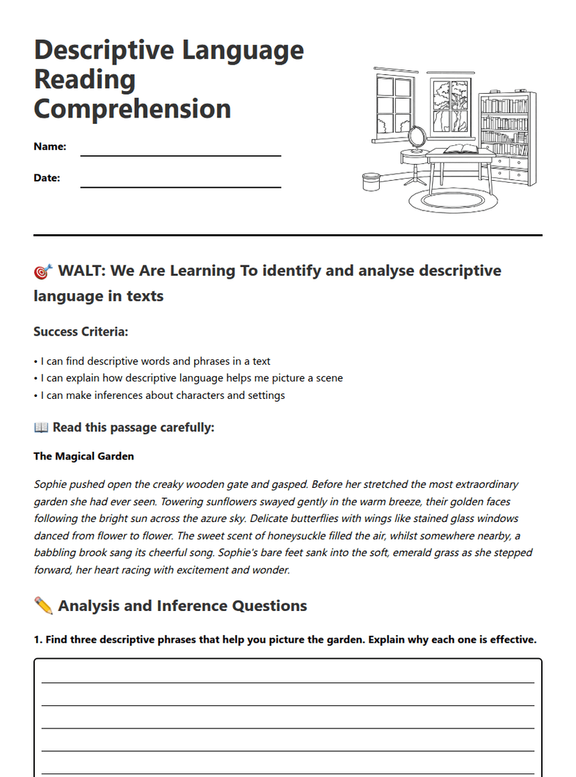 Descriptive Language Reading Comprehension