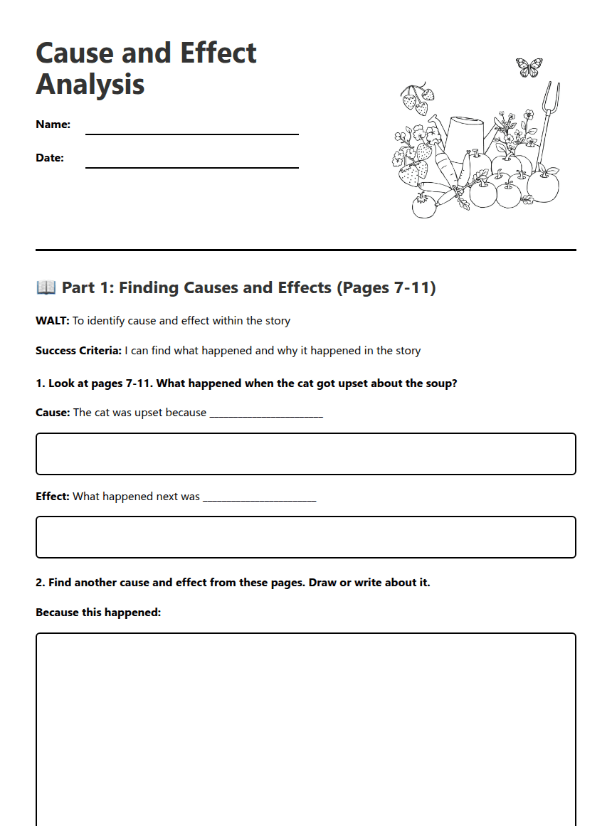 Cause and Effect Analysis worksheet preview